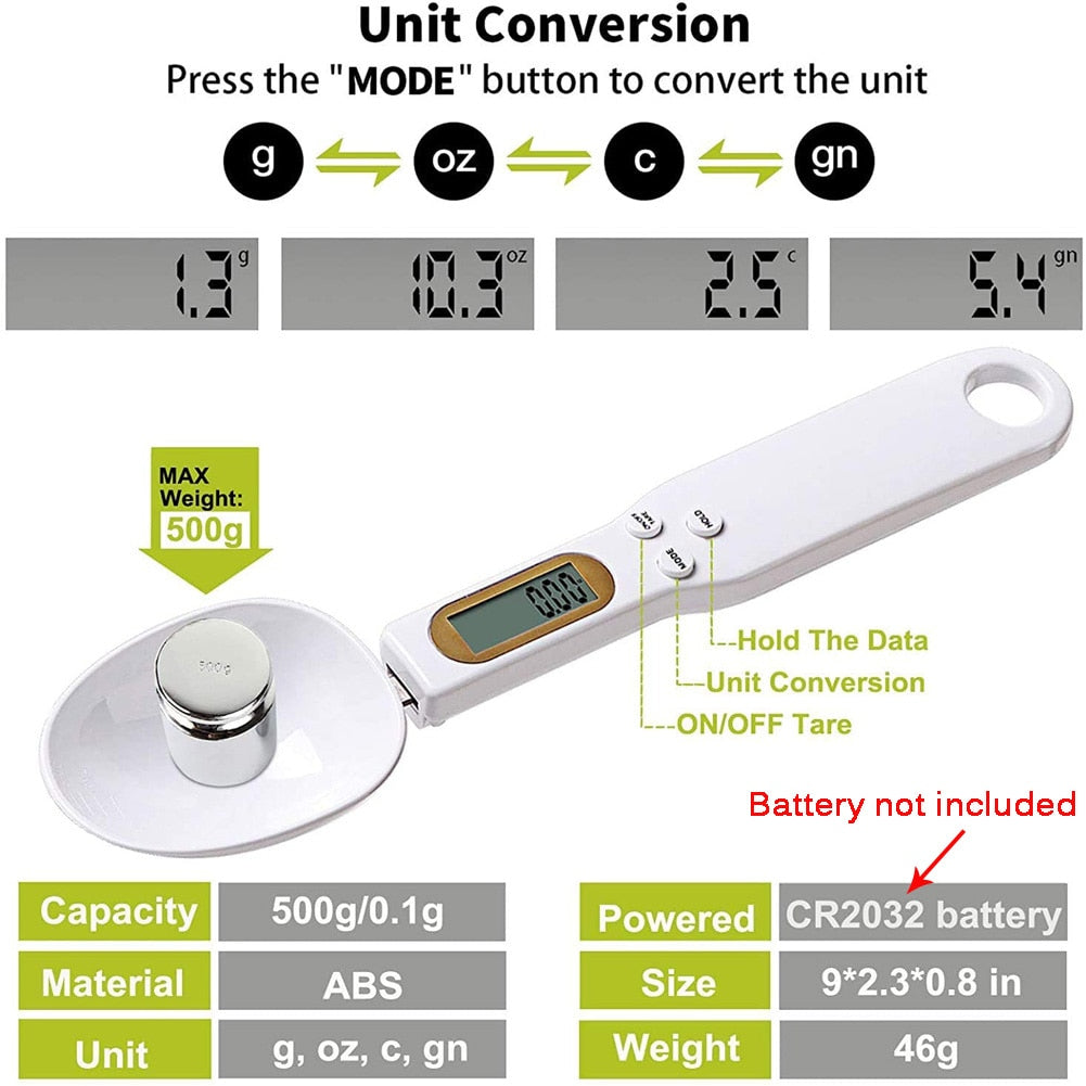 Electronic Measuring Spoon, Weighted Spoon Kitchen Scale Measuring Spoons  Baking Spoon Scale Measure